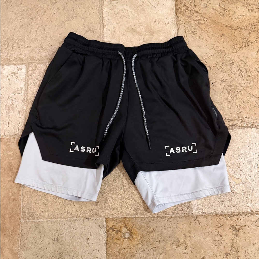 ASRV Black and Gray Athletic Shorts